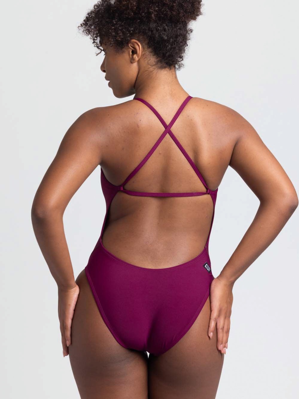 Jolyn BRANDON ONE PIECE SWIMSUIT Team Logo in Purple Size 28